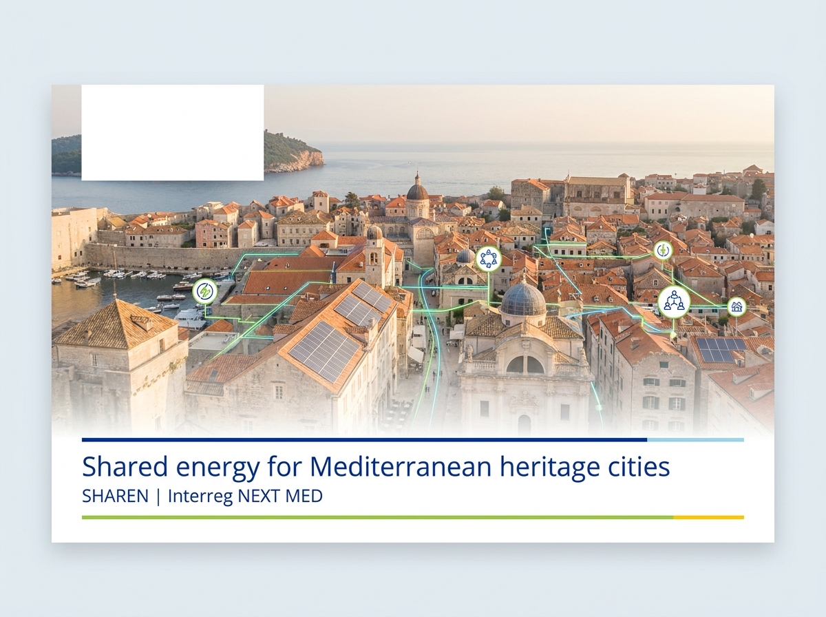 SHAREN cover · Dubrovnik skyline with energy overlays